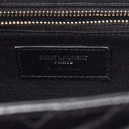 Saint Laurent Grain De Poudre Matelasse Chevron Large Monogram Satchel Black 7 of 8