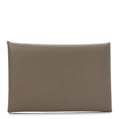 Hermes Epsom Horseshoe Calvi Card Case Etoupe Gris Misty 1 of 8