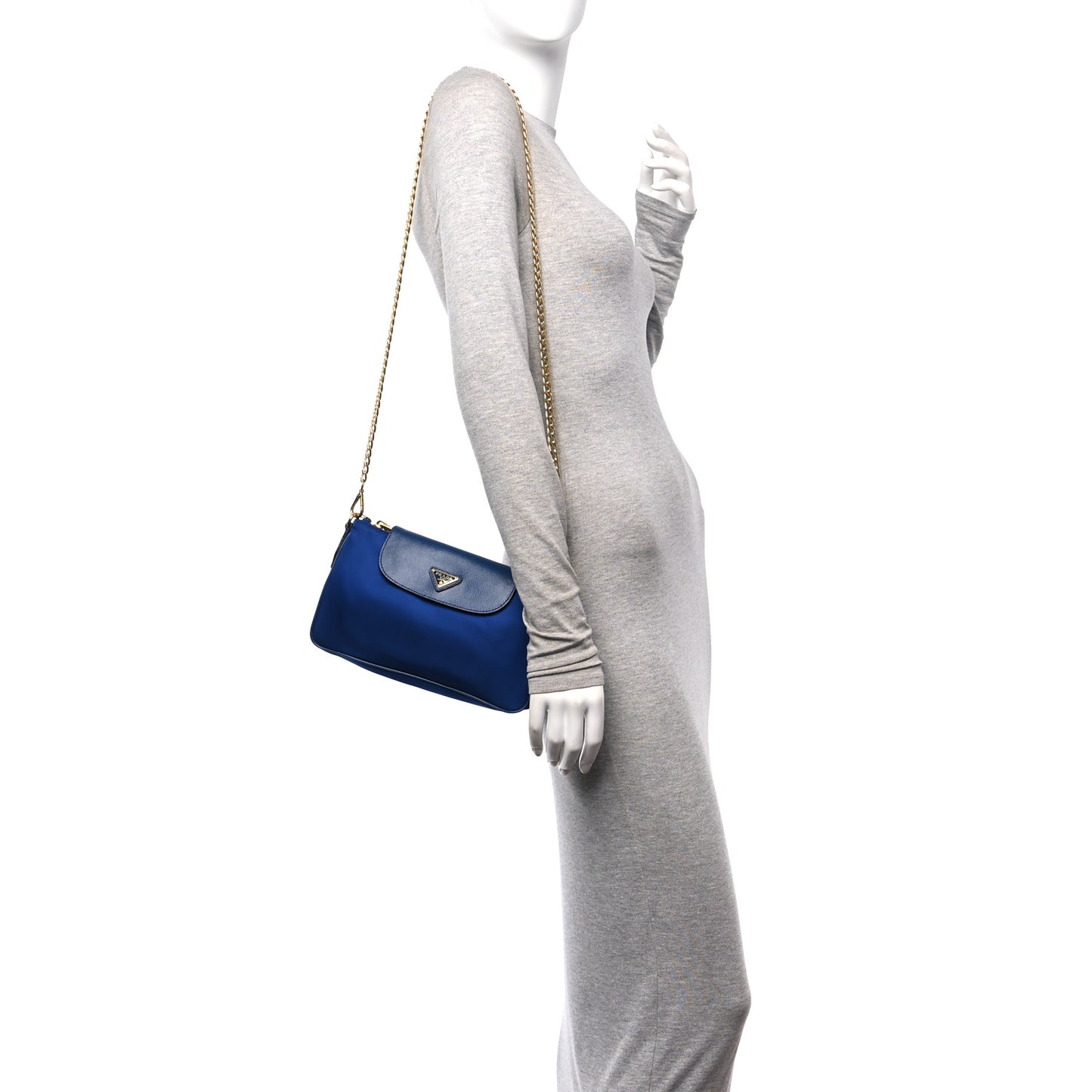 Tessuto Nylon Saffiano Crossbody Bag Bluette