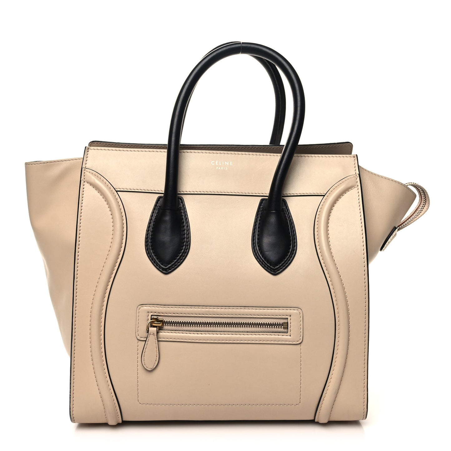 Satin Calfskin Mini Bi-Color Luggage Powder Black