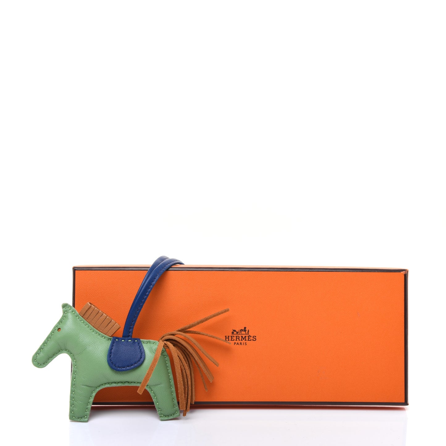 Milo Lambskin Grigri Rodeo Horse Bag Charm PM Vert Criquet Sesame Bleu de Malte