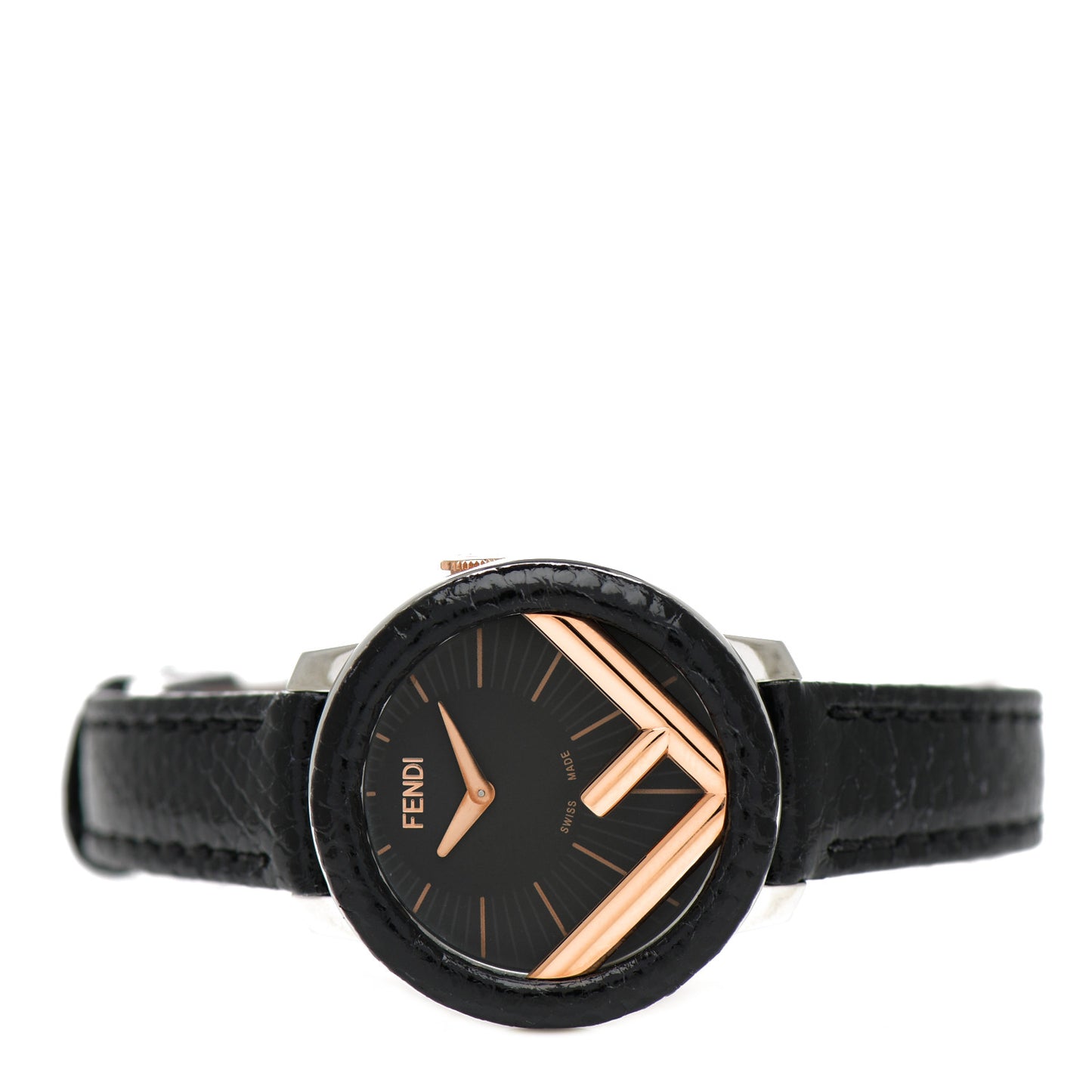 Stainless Steel Calfskin 28mm Run Away Quartz Watch Black
