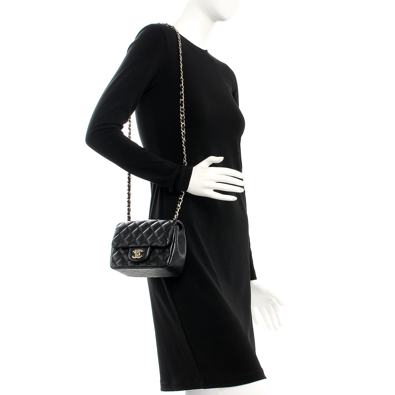 Chanel Lambskin Quilted Mini Square Flap Black 2 of 9