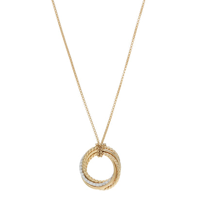David Yurman 18K Yellow Gold Diamond 21mm Crossover Pendant Necklace 1 of 4