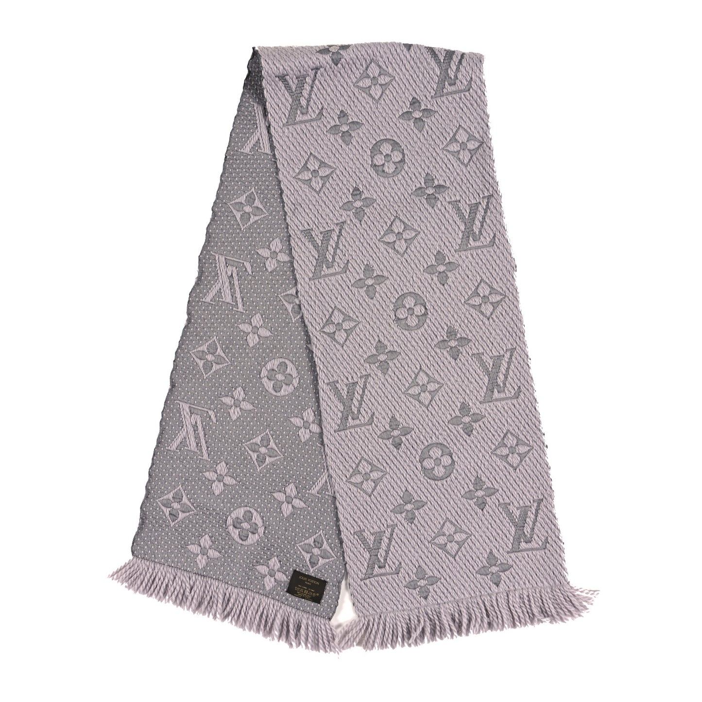 Wool Silk Logomania Scarf Pearl Grey