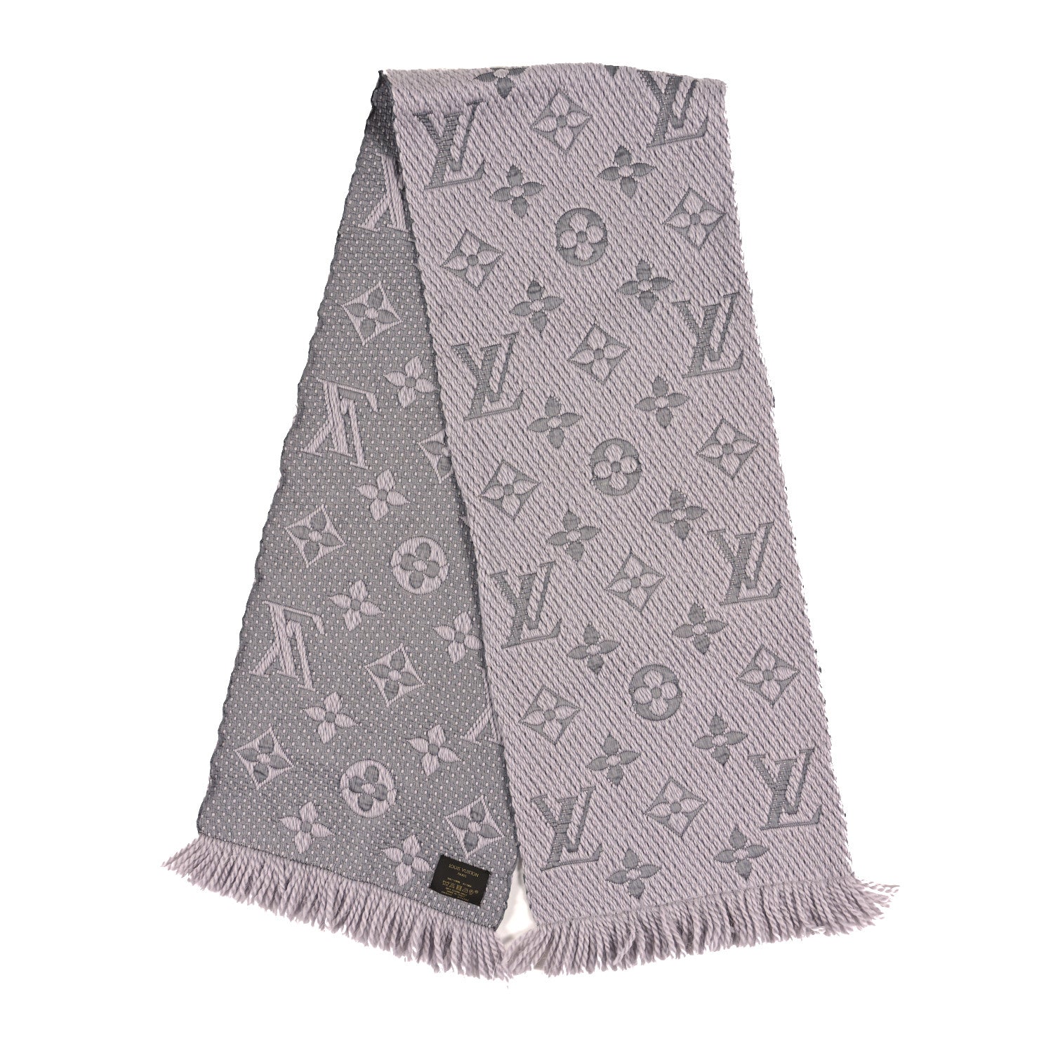 Louis Vuitton Wool Silk Logomania Scarf Pearl Grey 2 of 3