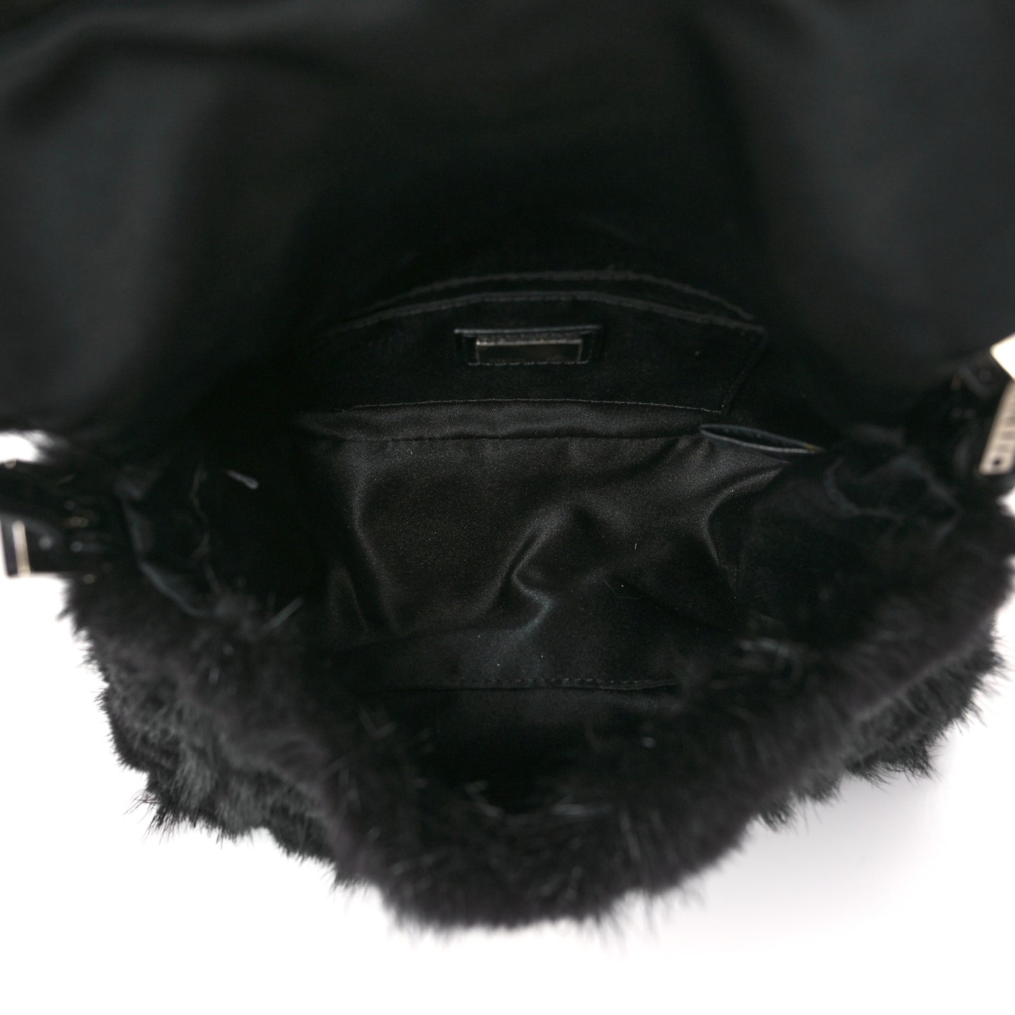 Mink Fur FF Mini Mama Baguette Black