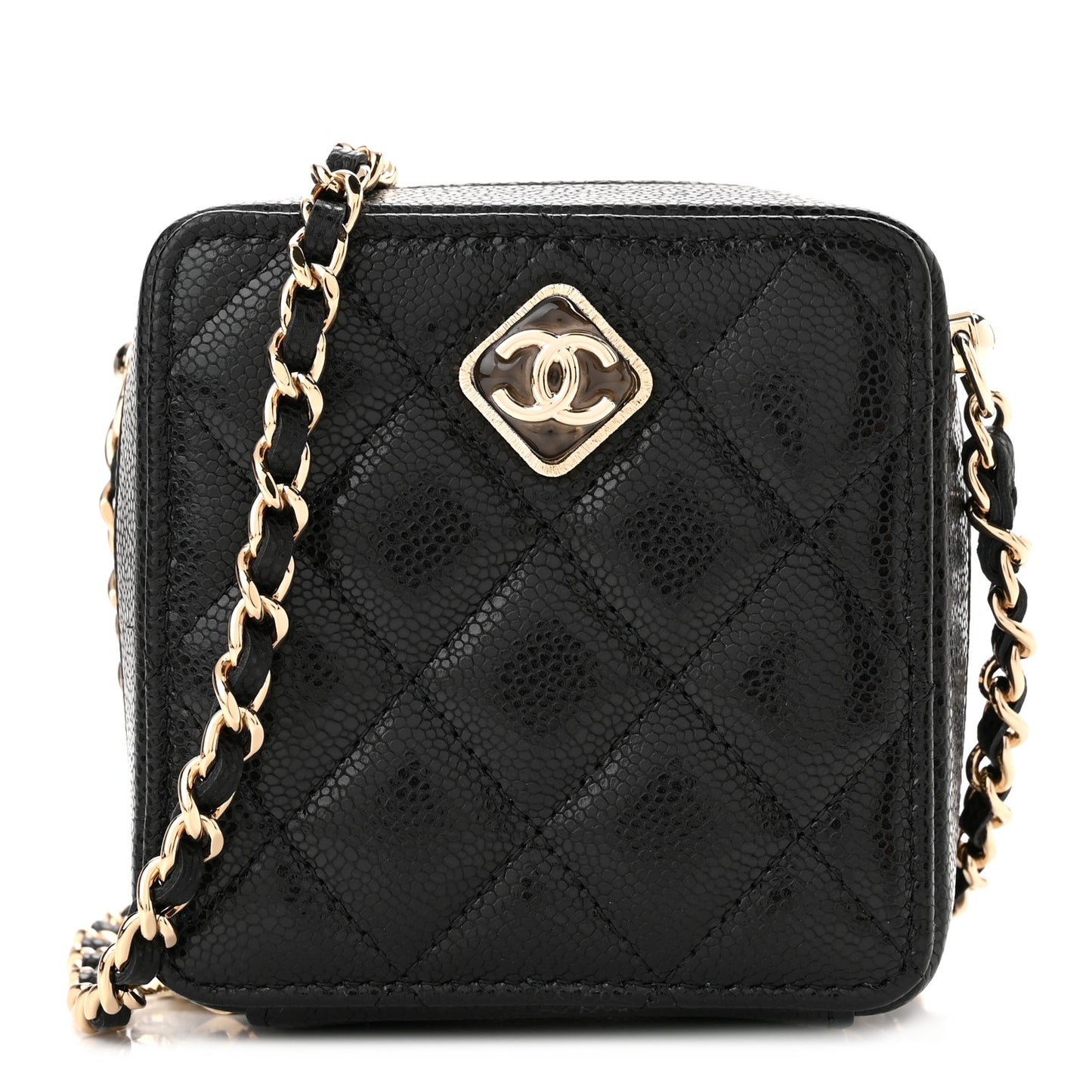 Caviar Quilted Clutch With Chain Black