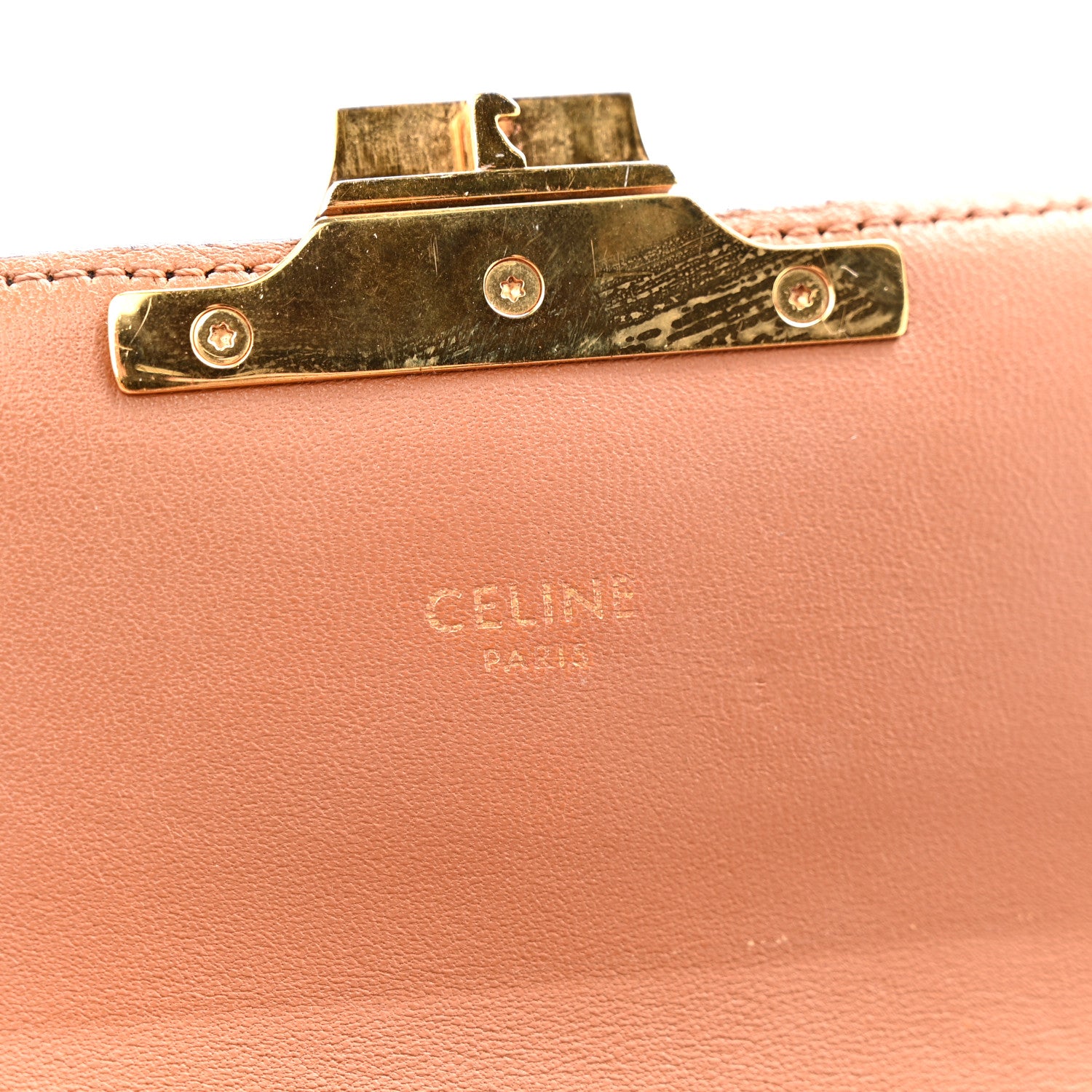 Celine Canvas Calfskin Triomphe Shoulder Bag Tan 6 of 15