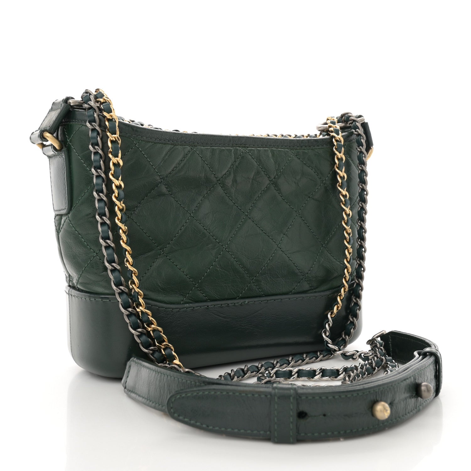 Chanel Aged Calfskin Quilted Small Gabrielle Hobo Dark Green 3 of 12