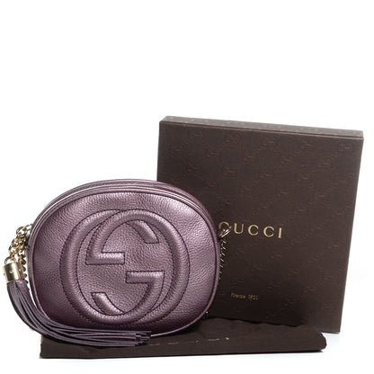 Gucci Metallic Pebbled Calfskin Mini Soho Chain Bag Purple 5 of 10