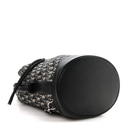 Christian Dior Oblique Convertible Drawstring Sling Bucket Backpack Black Multicolor Black Multicolor 4 of 10
