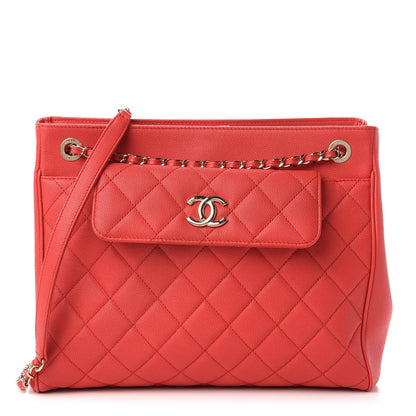 Chanel Caviar Quilted In Out Flap Shopping Tote Red 1 of 12