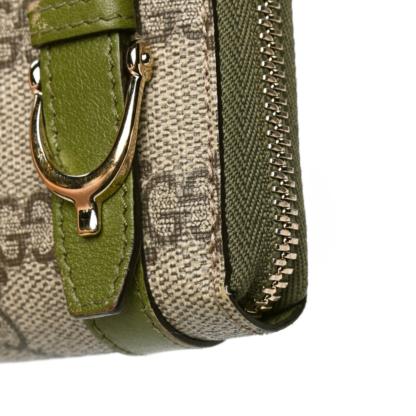 GG Supreme Monogram Nice Zip Around Wallet Green