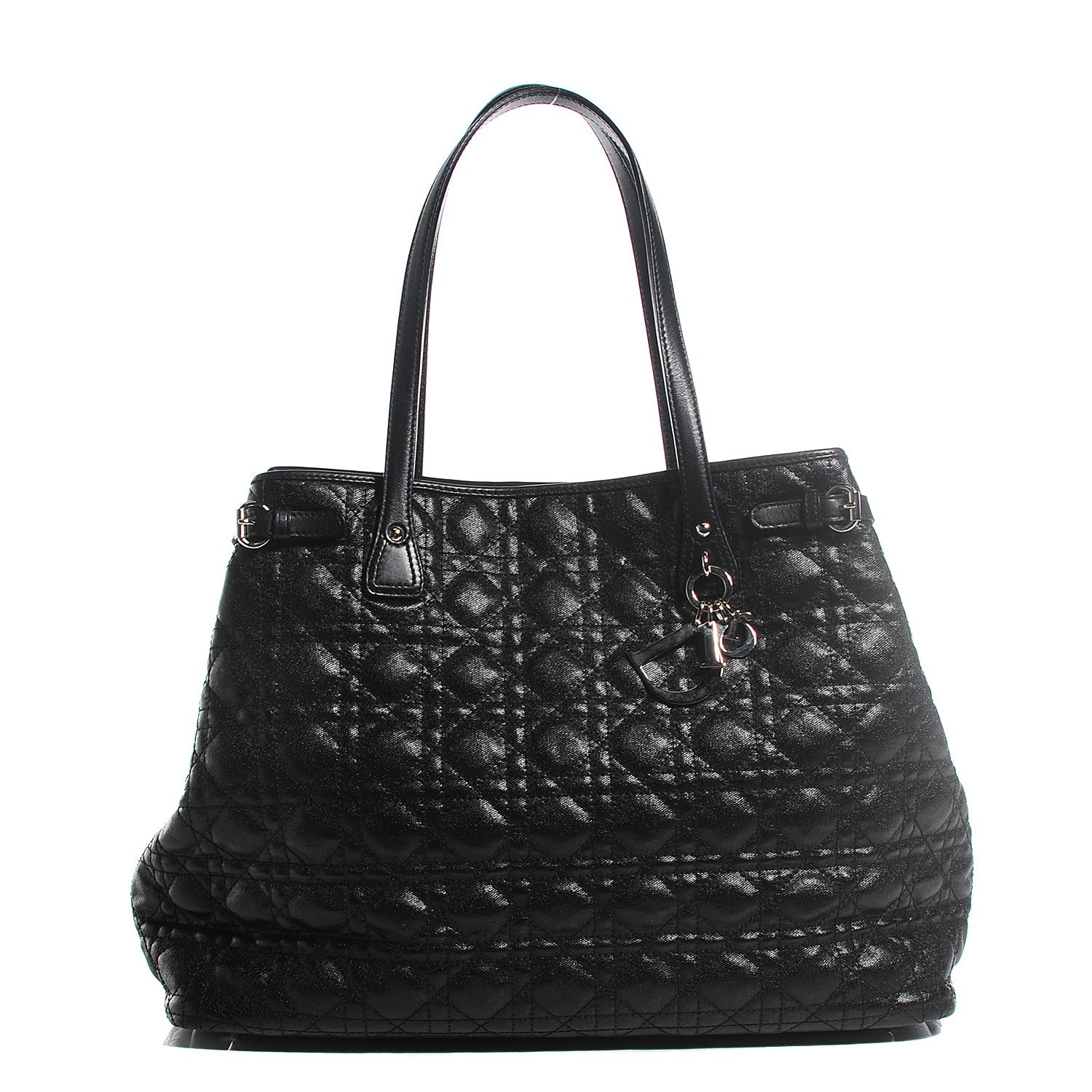 Christian Dior Coated Canvas Cannage Medium Panarea Tote Black 9 of 16