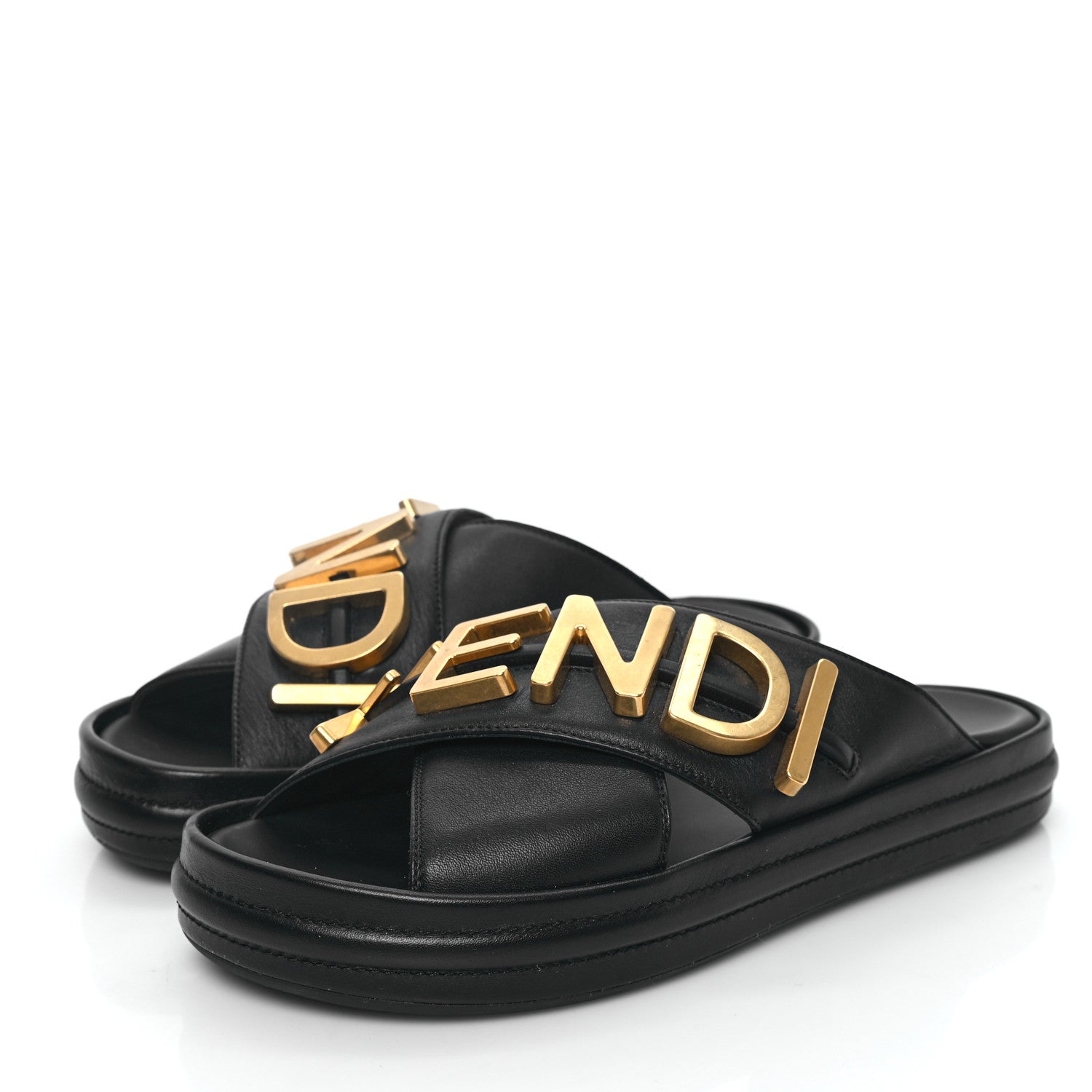 Fendi Vitello Womens Fendigraphy Slide Sandals 36 Black 3 of 10