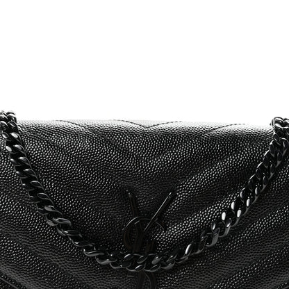 Saint Laurent Grain De Poudre Matelasse Chevron Monogram Monochrome Chain Wallet Black 7 of 10