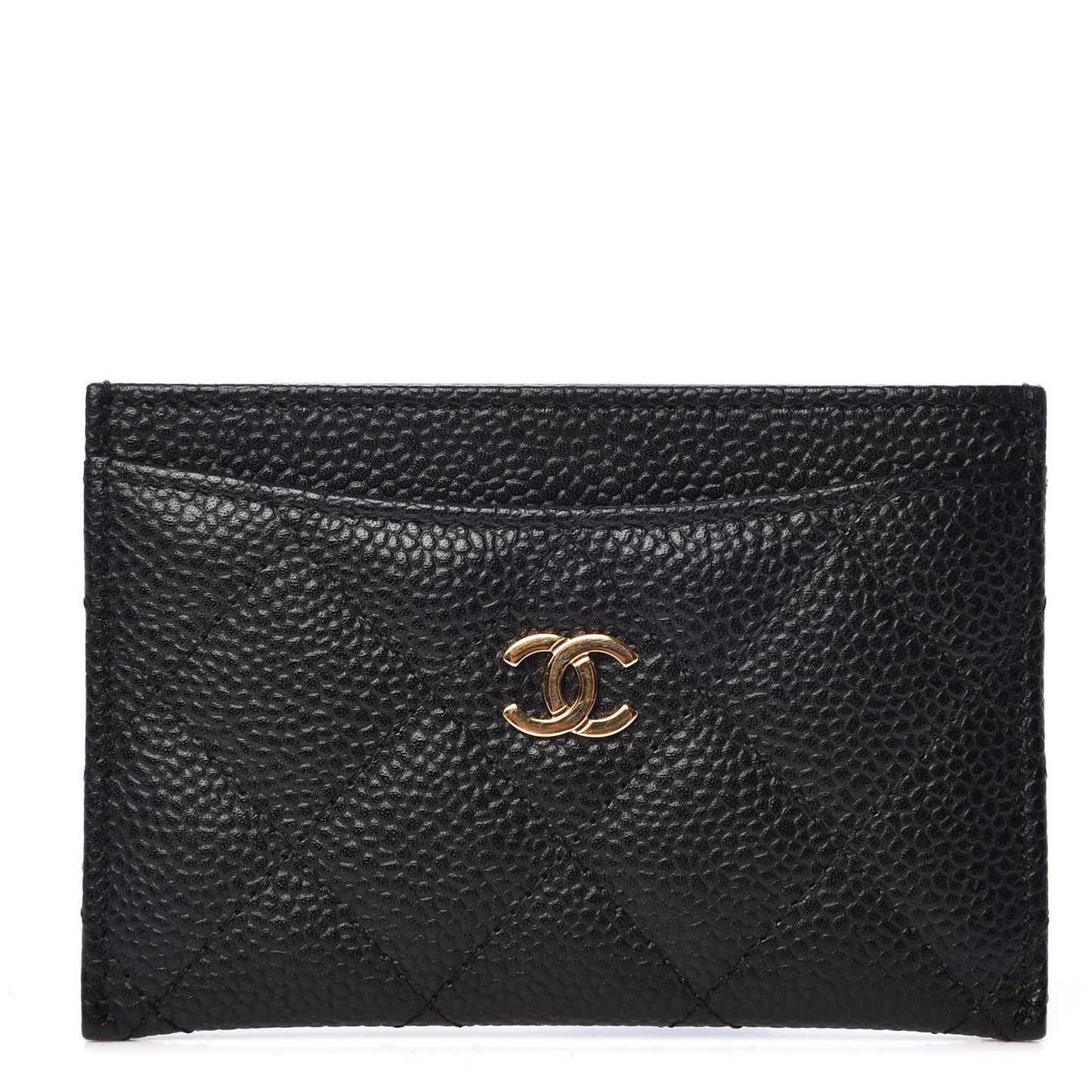 Caviar Quilted Card Holder Black