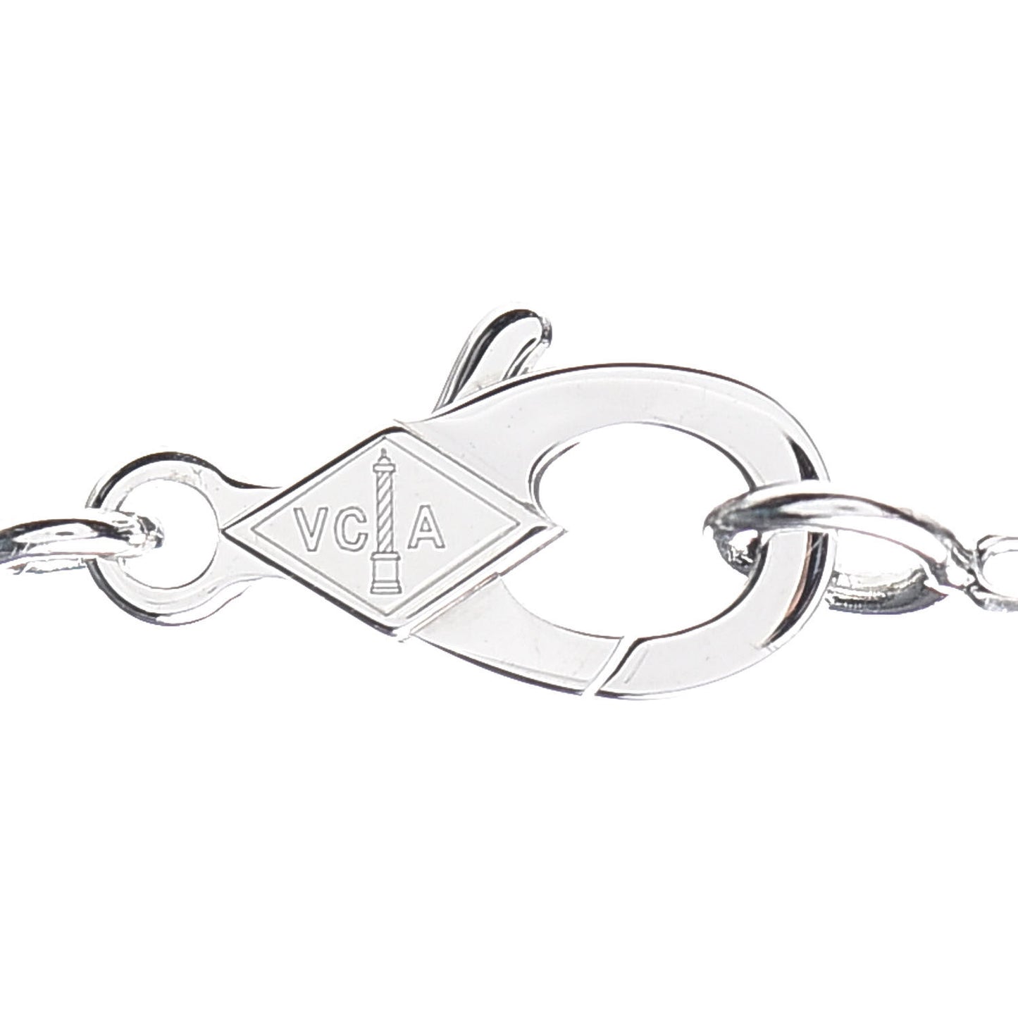 18K White Gold Mother of Pearl Vintage Alhambra Pendant Necklace