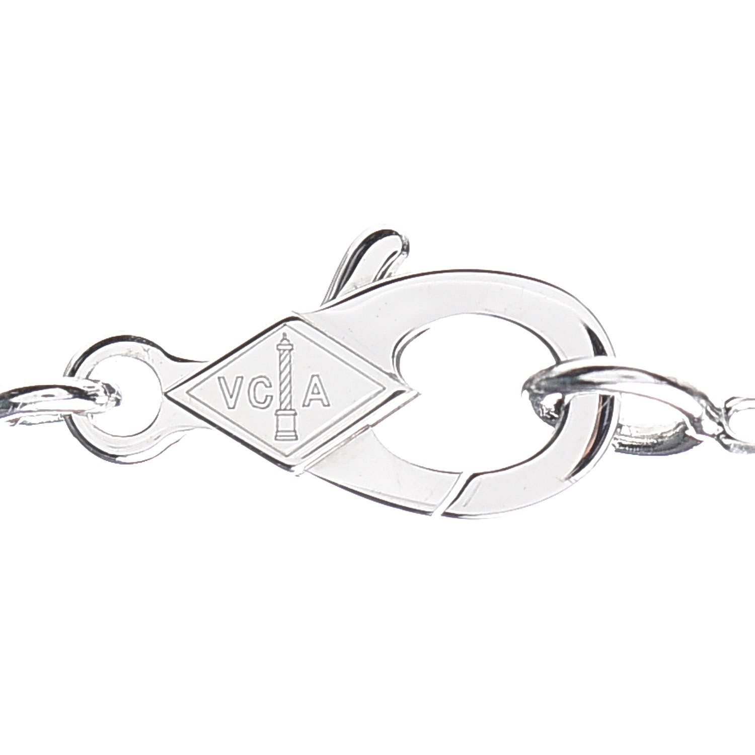 Van Cleef & Arpels 18K White Gold Mother of Pearl Vintage Alhambra Pendant Necklace 4 of 7