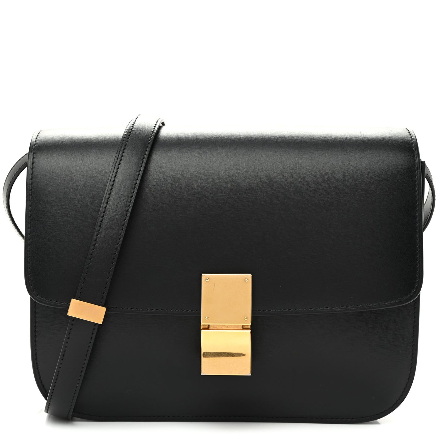 Box Calfskin Medium Classic Box Flap Bag Black