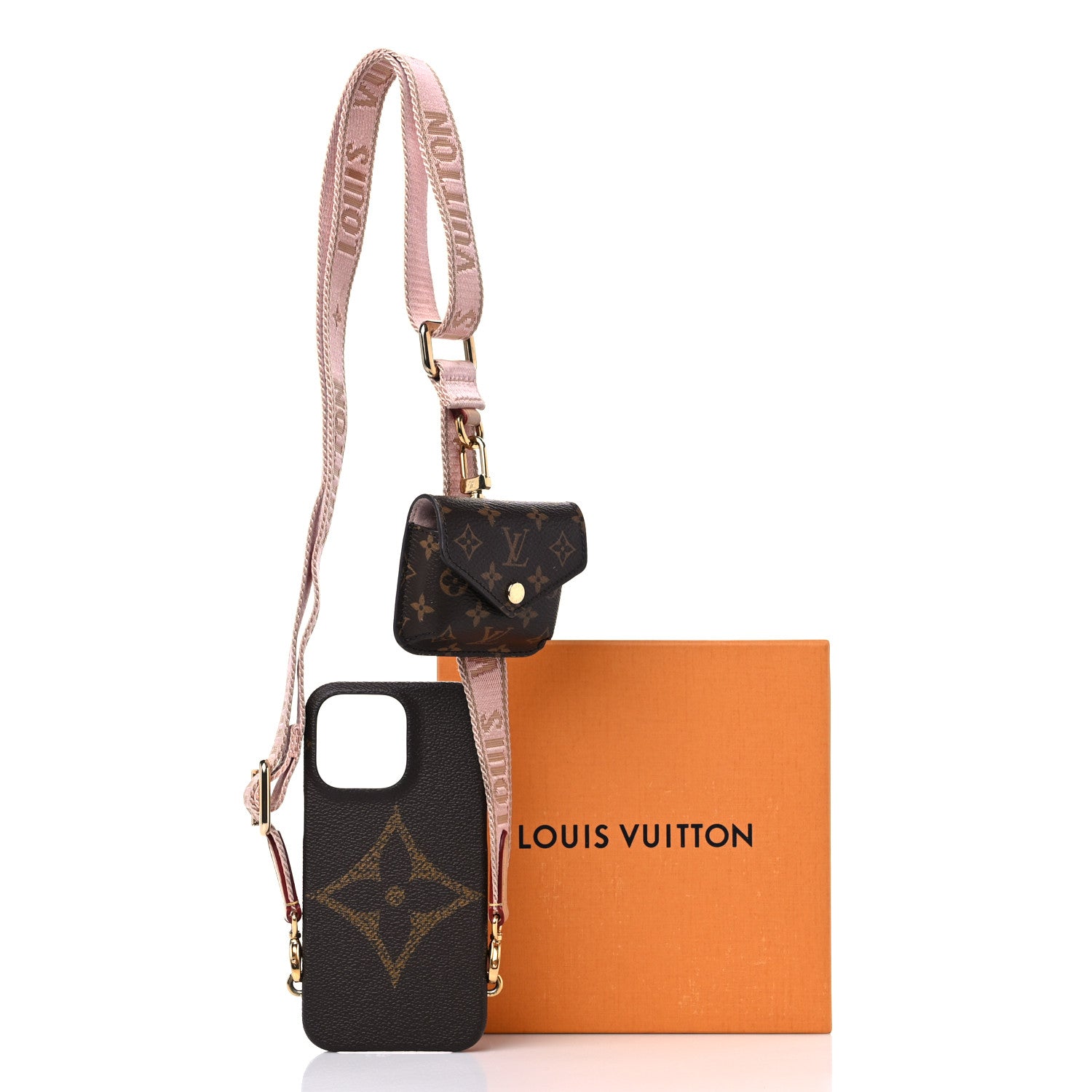 Louis Vuitton Monogram Bumper On Strap iPhone 13 Shoulder Strap Creme Pink 12 of 12
