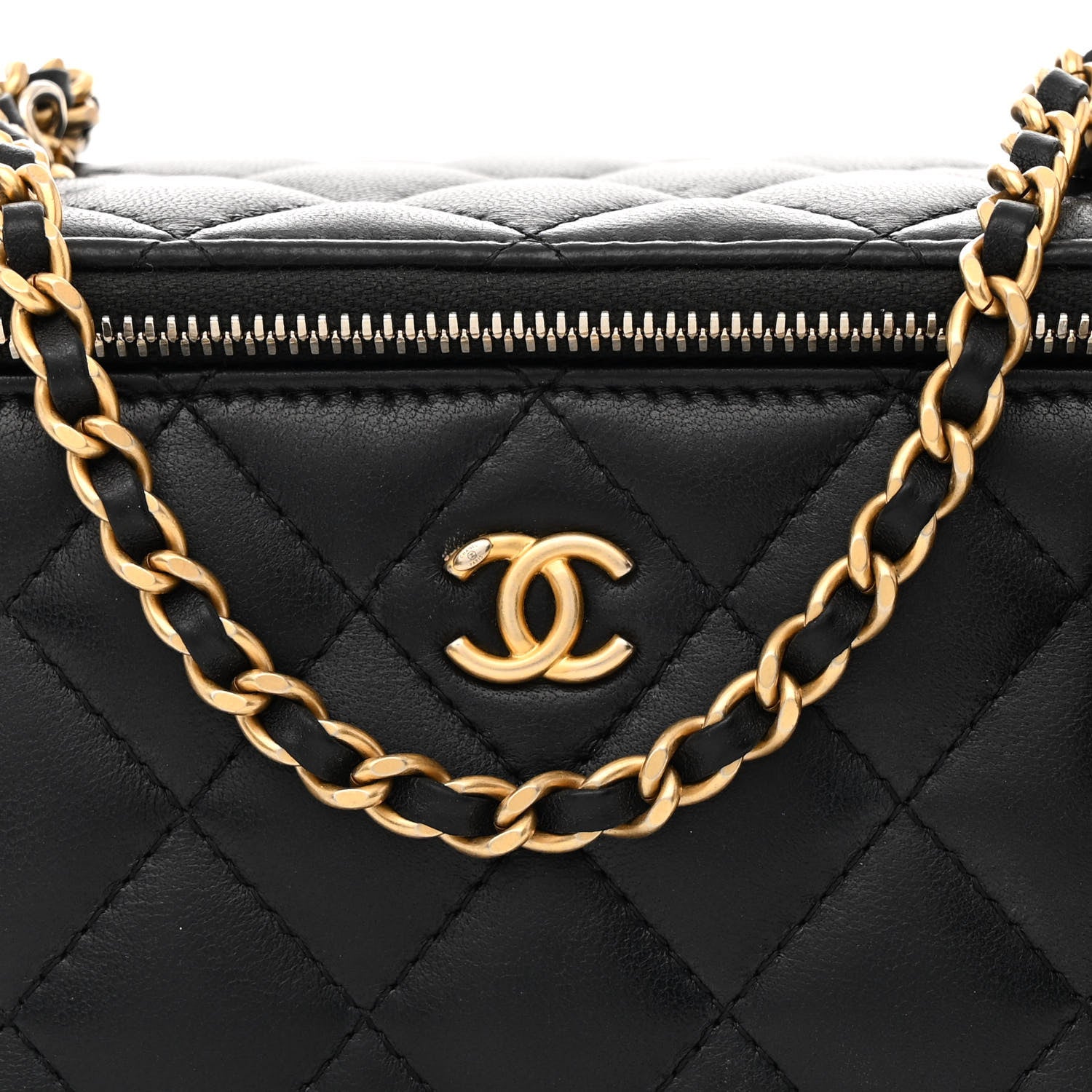 Chanel Lambskin Quilted Pearl Crush Small Vanity Case With Chain Black 9 of 16