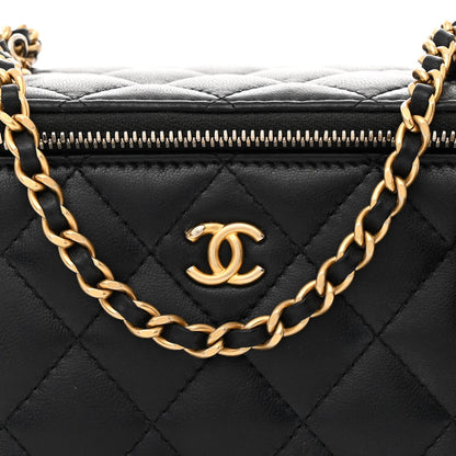Chanel Lambskin Quilted Pearl Crush Small Vanity Case With Chain Black 9 of 16