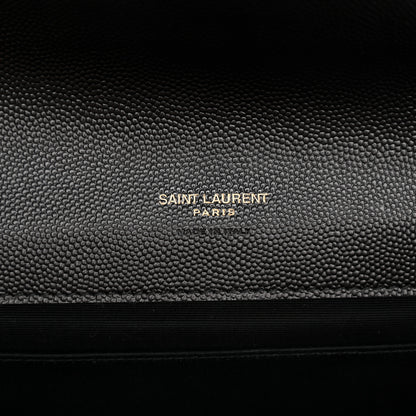 Saint Laurent Grain De Poudre Textured Mixed Matelasse Triquilt Monogram Clutch Black 6 of 8