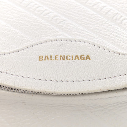 Balenciaga Shiny Goatskin Allover Logo Embossed XXS Souvenir Belt Bag White 7 of 18