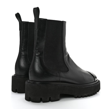 Chanel Crumpled Calfskin Patent Cap Toe Short Boots 36.5 Black 4 of 13