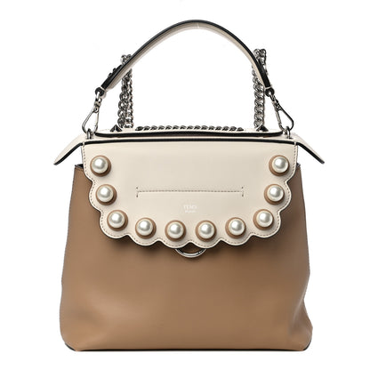 Fendi Vitello Century Pearl Bi-Color Scalloped Back to School Backpack Cuoio Camelia 1 of 9