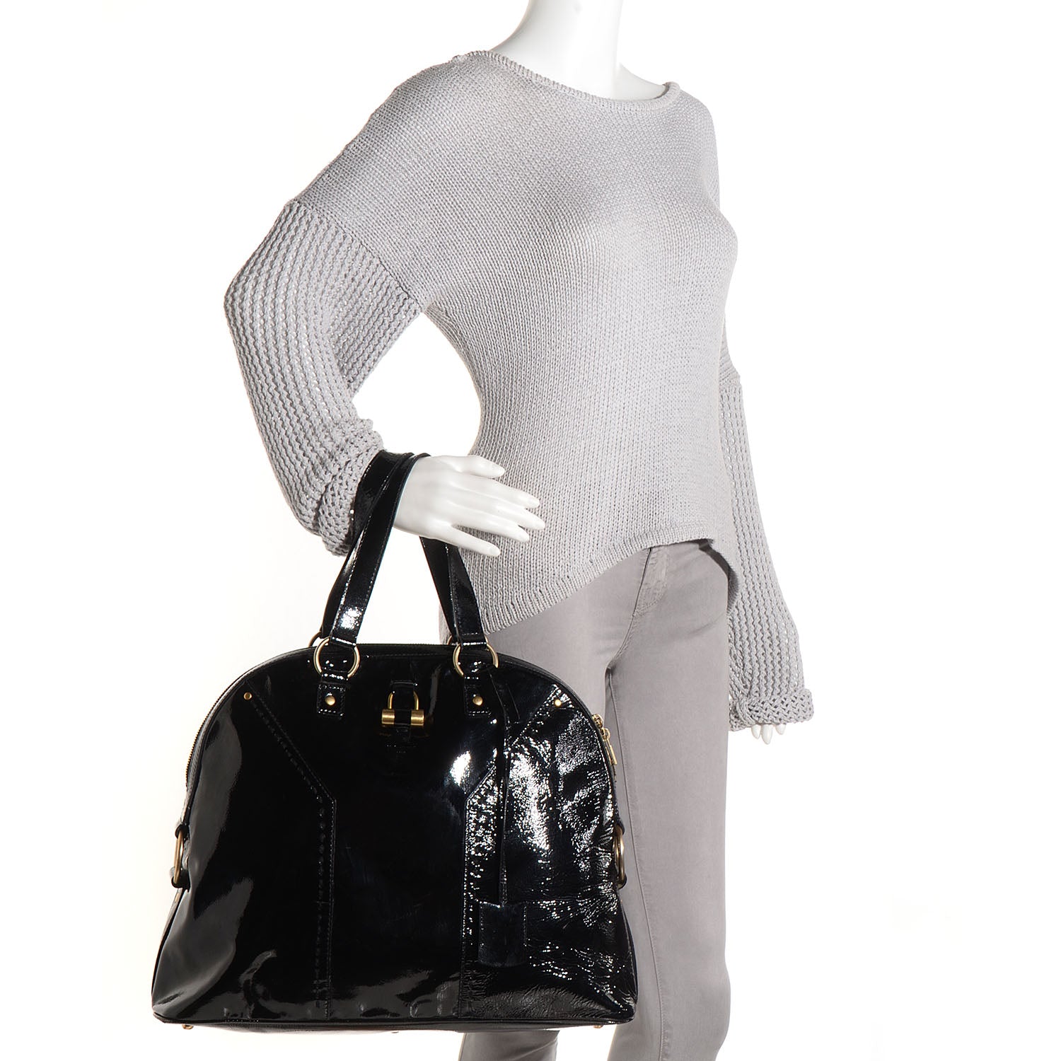 Saint Laurent Patent Oversized Muse Black 2 of 10