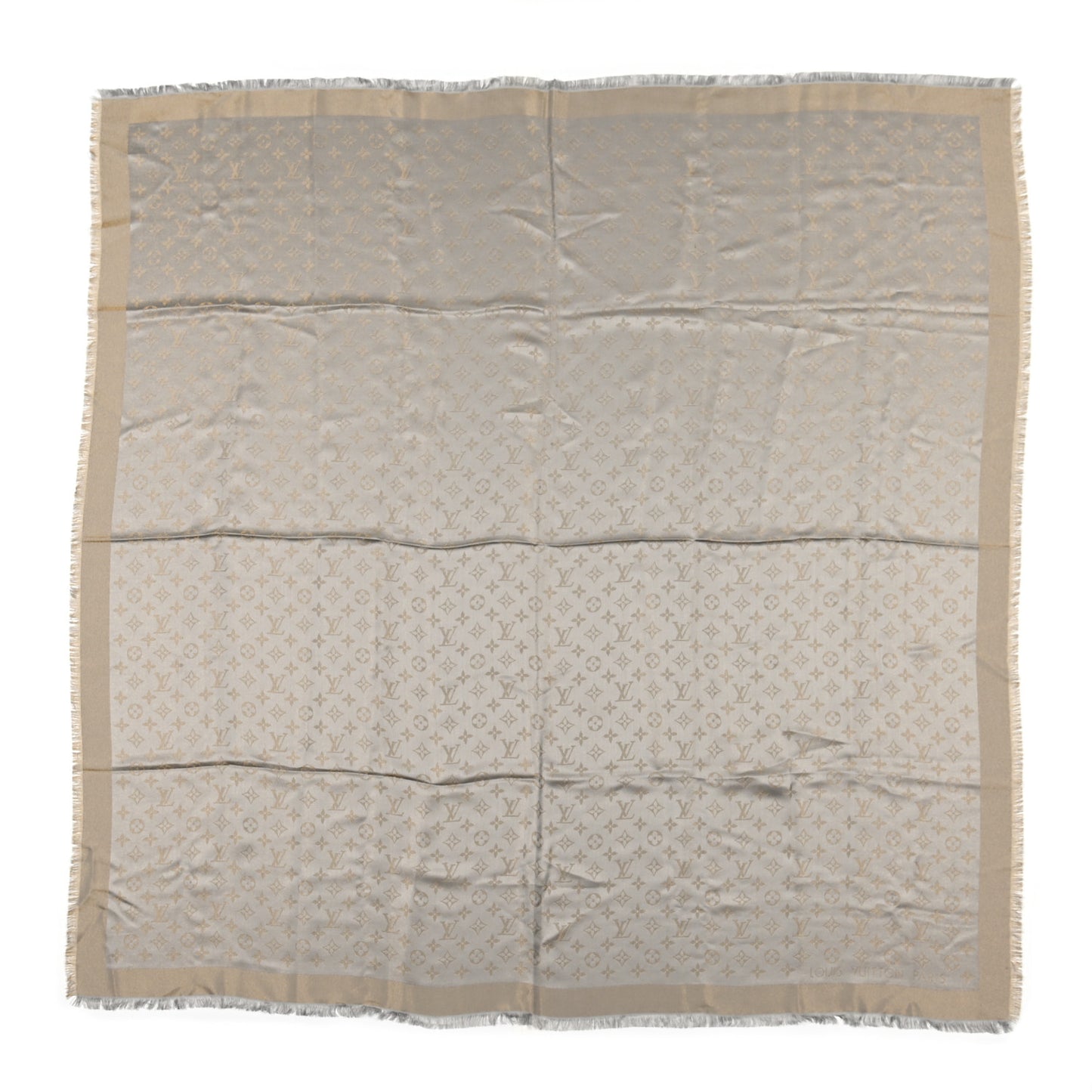 Silk Lurex Wool Monogram Shine Shawl Greige