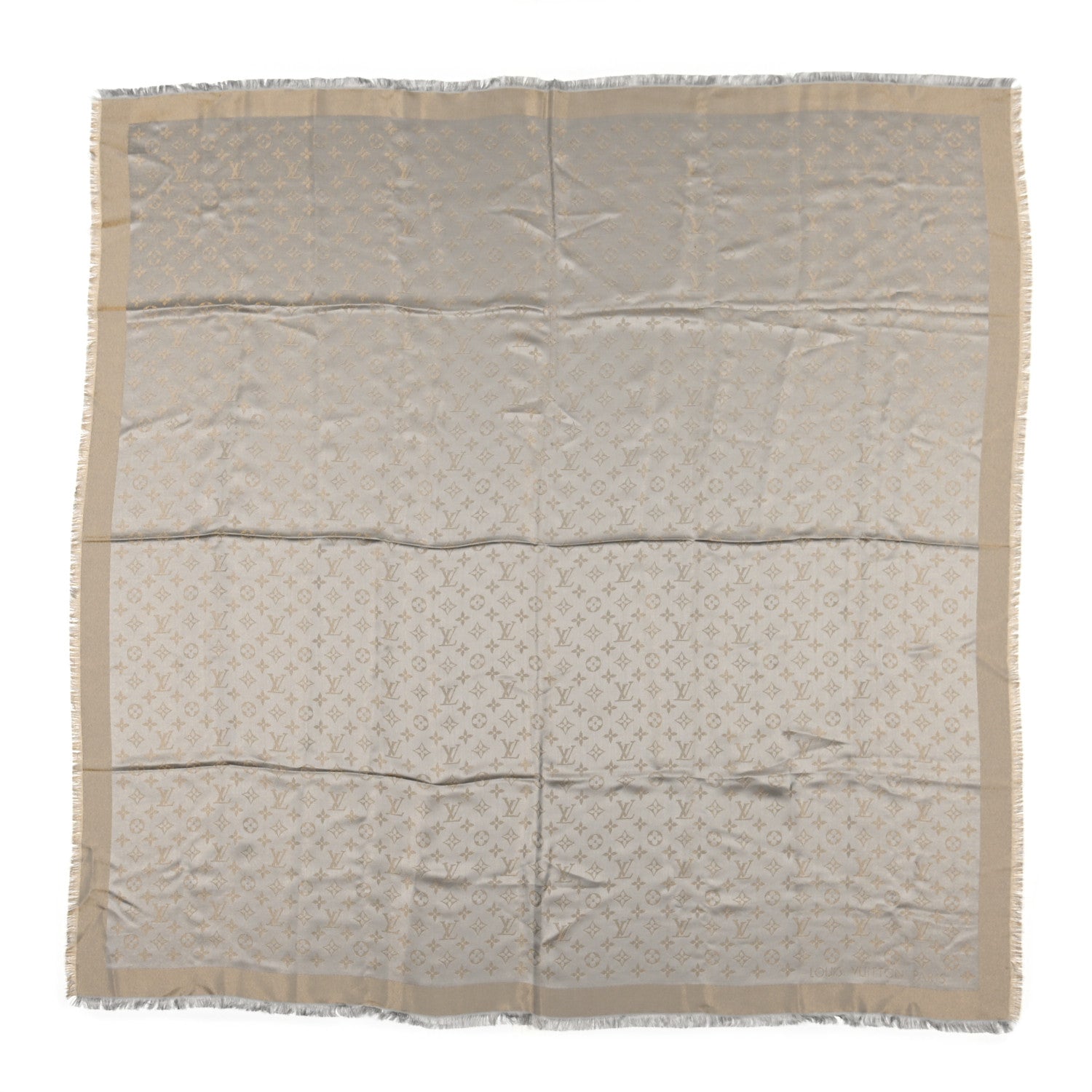 Louis Vuitton Silk Lurex Wool Monogram Shine Shawl Greige 1 of 4