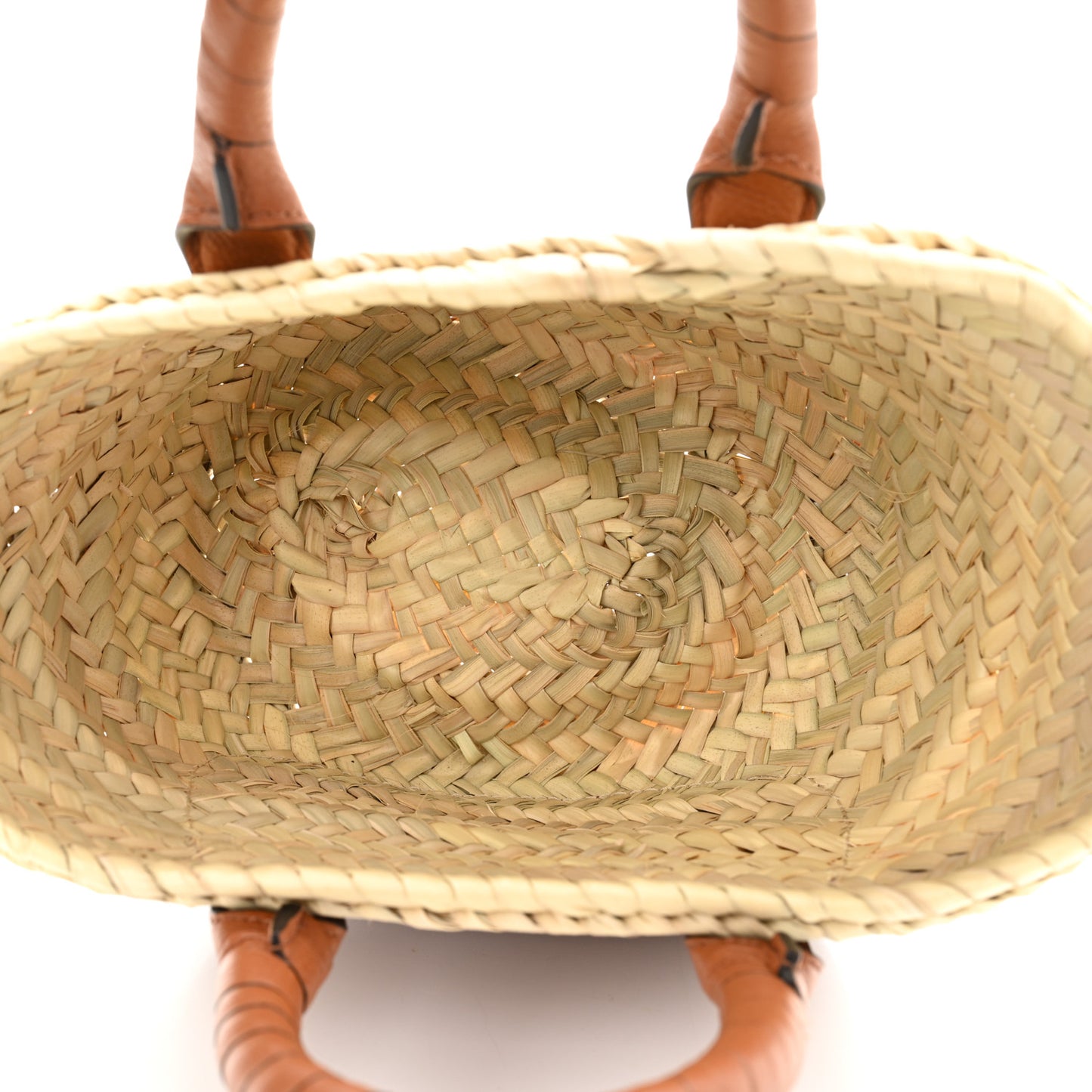 Raffia Small Grain Calfskin Mini Marcie Basket Tan