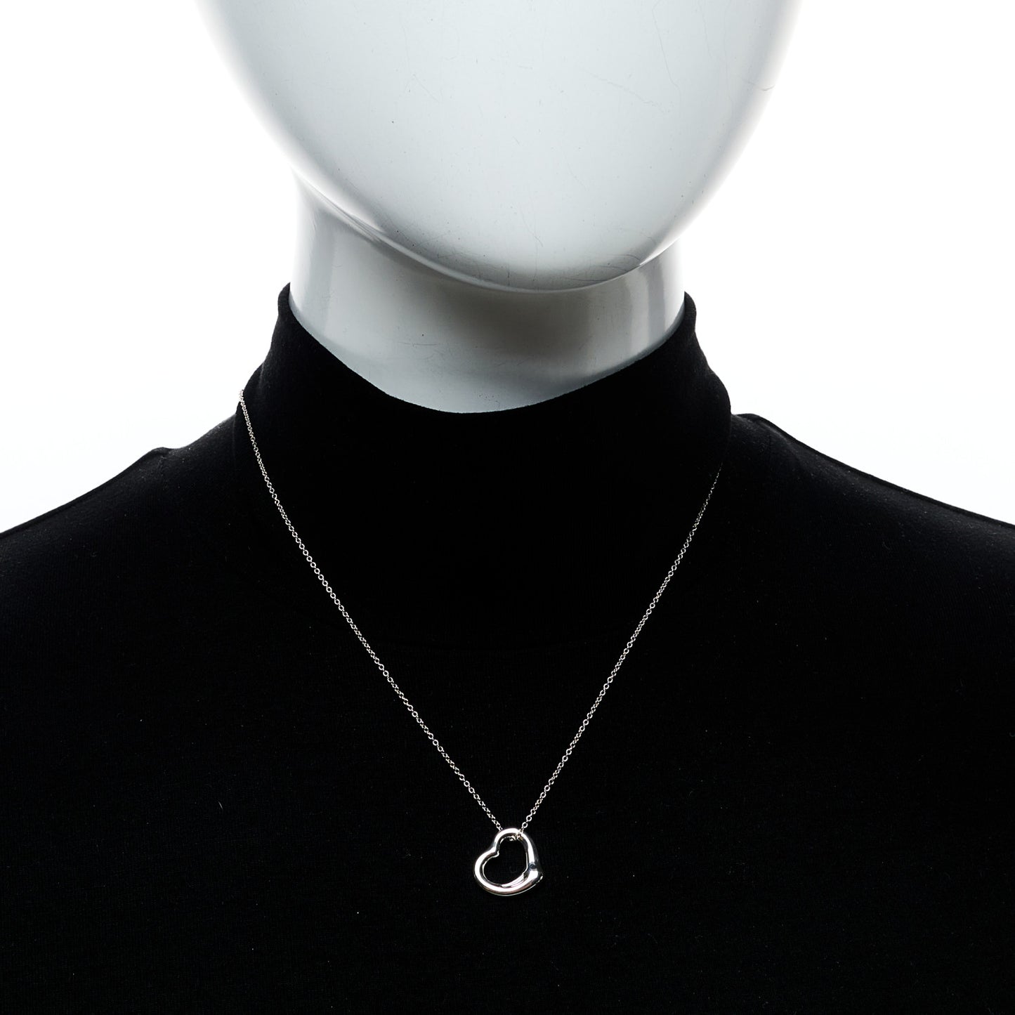 Sterling Silver 16mm Elsa Peretti Open Heart Pendant Necklace
