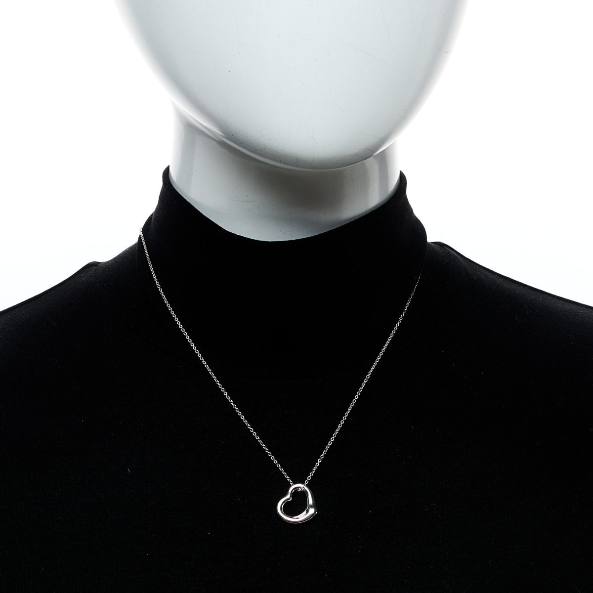 Tiffany Sterling Silver 16mm Elsa Peretti Open Heart Pendant Necklace 2 of 6