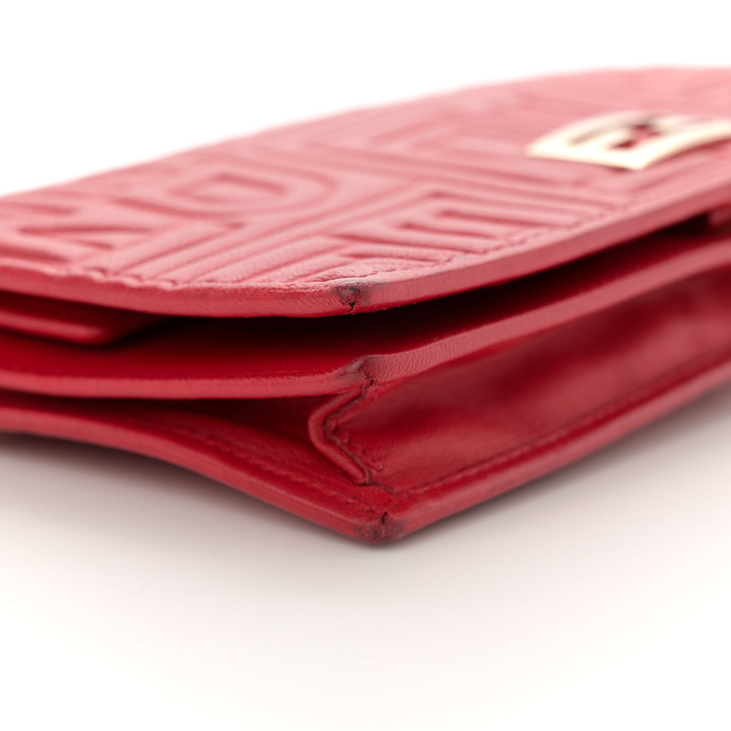 Nappa Logo Embossed Long Wallet on Chain Rosso