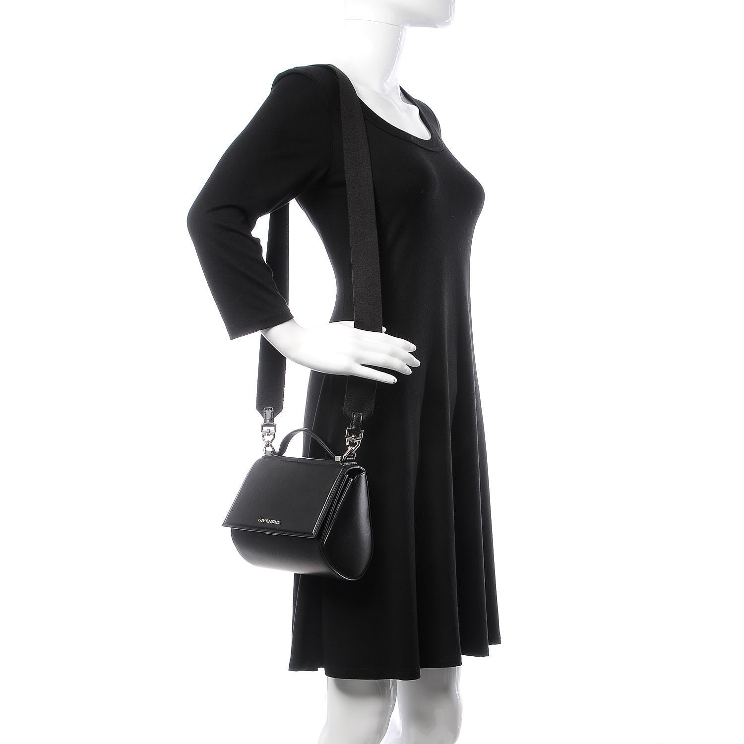 Givenchy Calfskin Mini Pandora Box Logo Strap Crossbody Bag Black 2 of 7