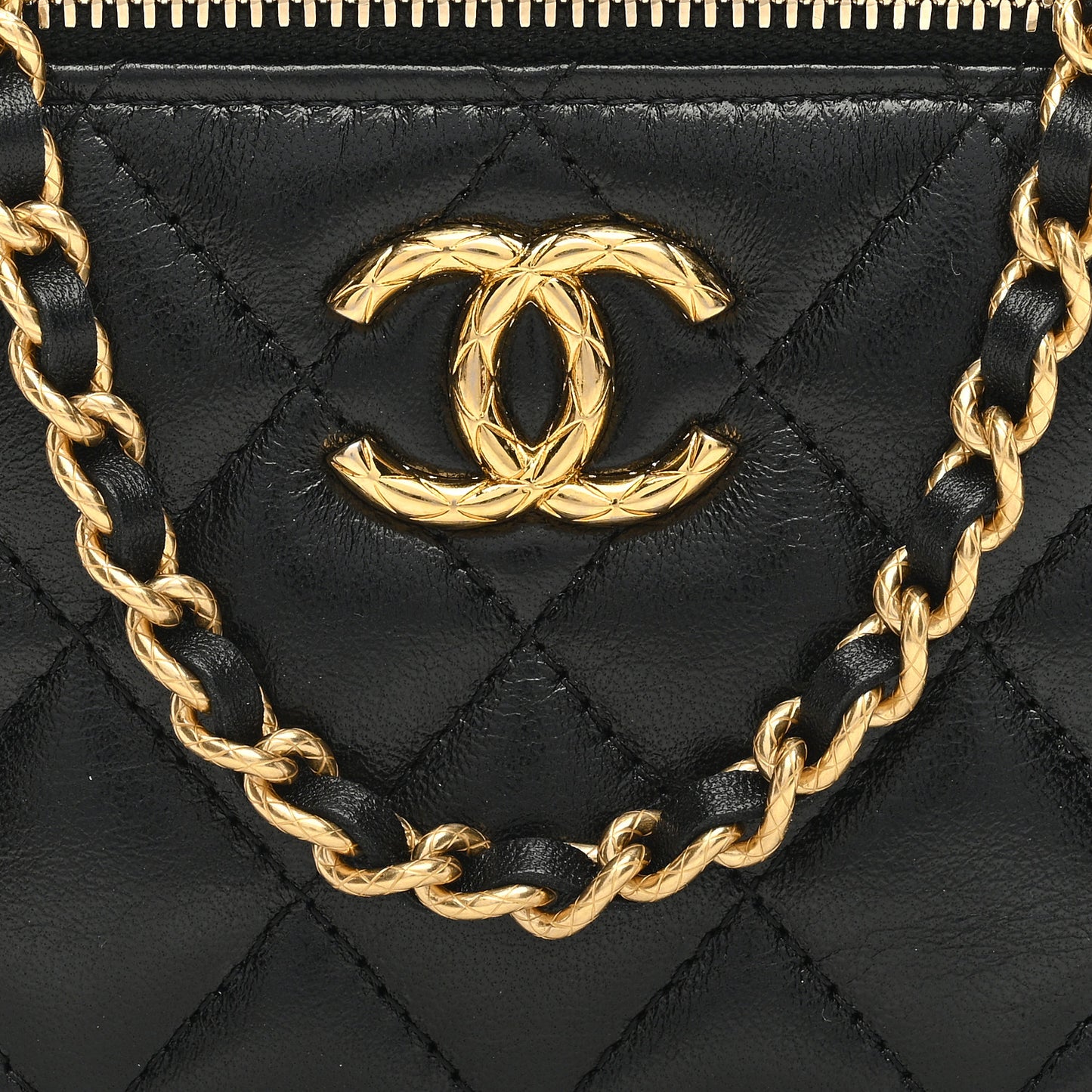 Lambskin Quilted Small CC Dynasty Vanity Case With Chain Black