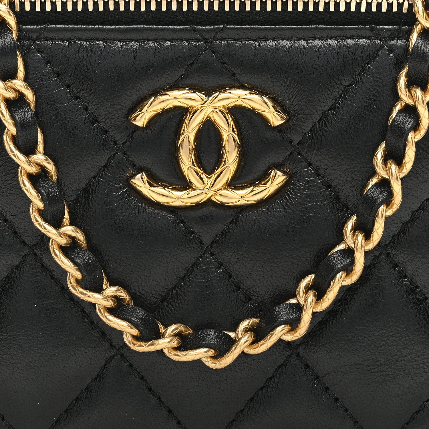 Chanel Lambskin Quilted Small CC Dynasty Vanity Case With Chain Black 8 of 10