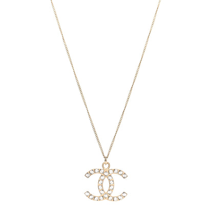 Chanel Crystal CC Pendant Necklace Gold 1 of 4