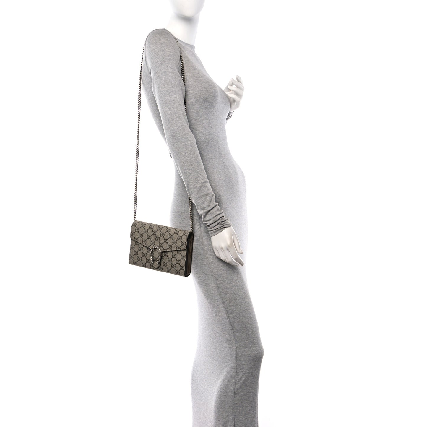 GG Supreme Monogram Mini Dionysus Chain Wallet Beige Taupe