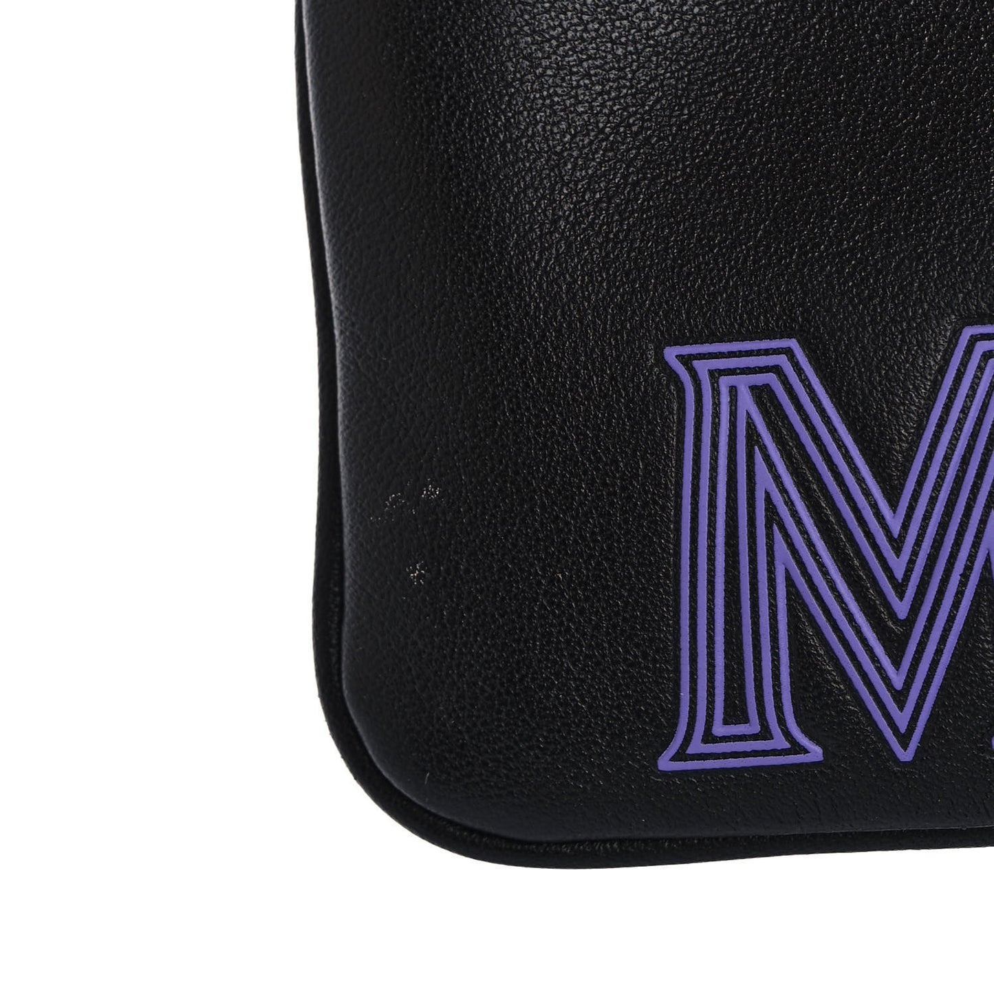 Nappa Logo Embossed Mini Zip Pouch Black