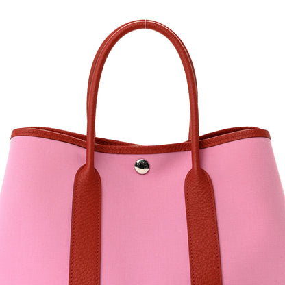 Hermes Toile Militaire Vache Country Garden Party Tote 30 Bubblegum Rouge Duchesse 8 of 10