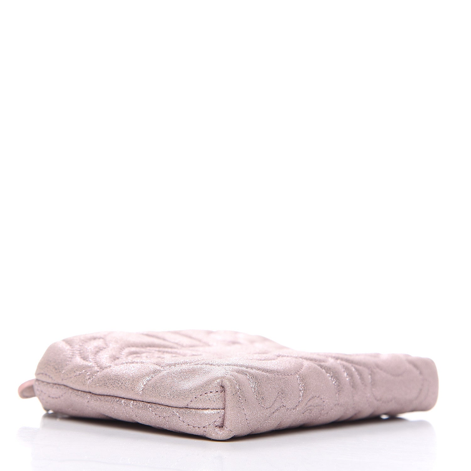 Chanel Metallic Goatskin Camellia Embossed Clutch Bag Pink 4 of 8