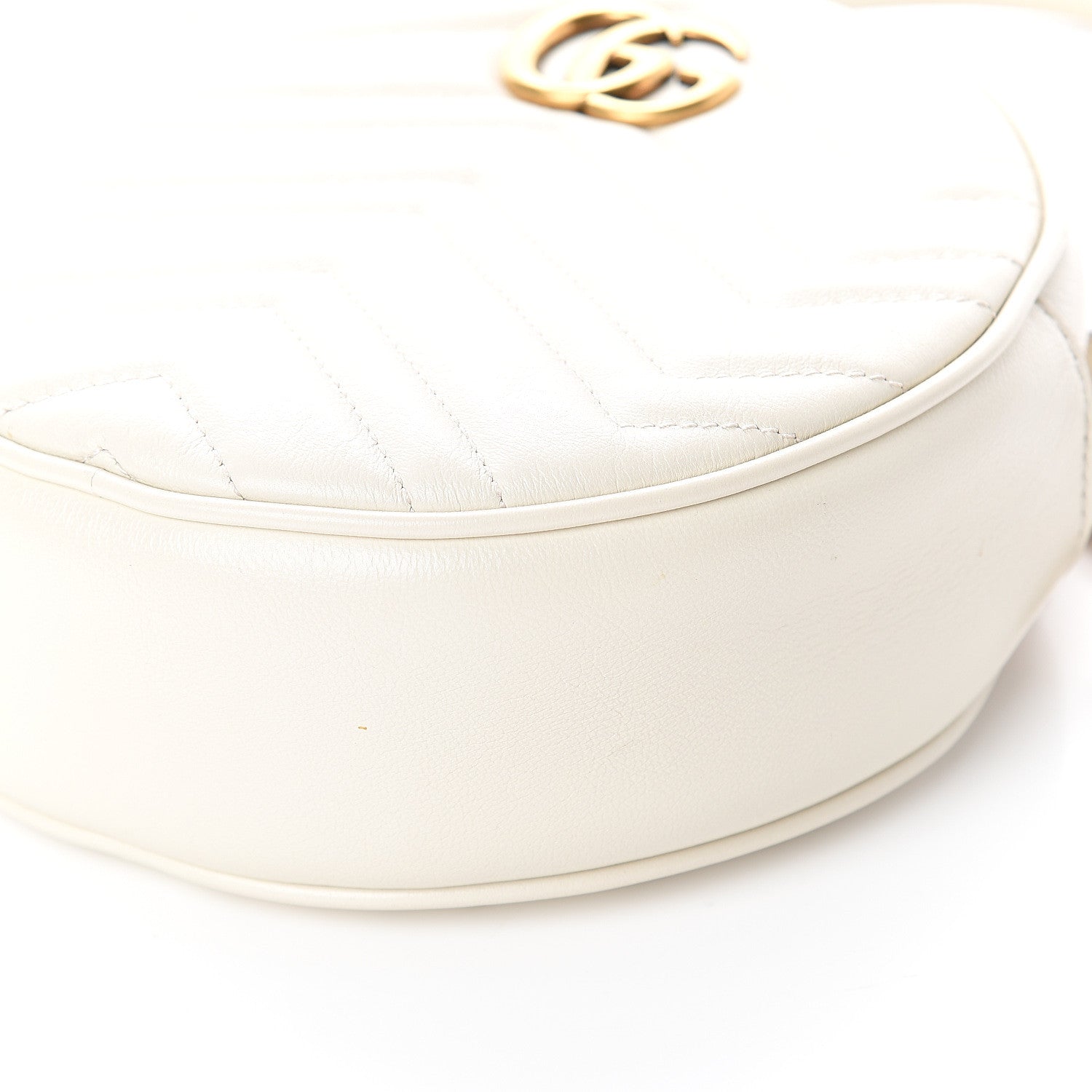 Gucci Calfskin Matelasse Mini GG Marmont Round Shoulder Bag White 7 of 7