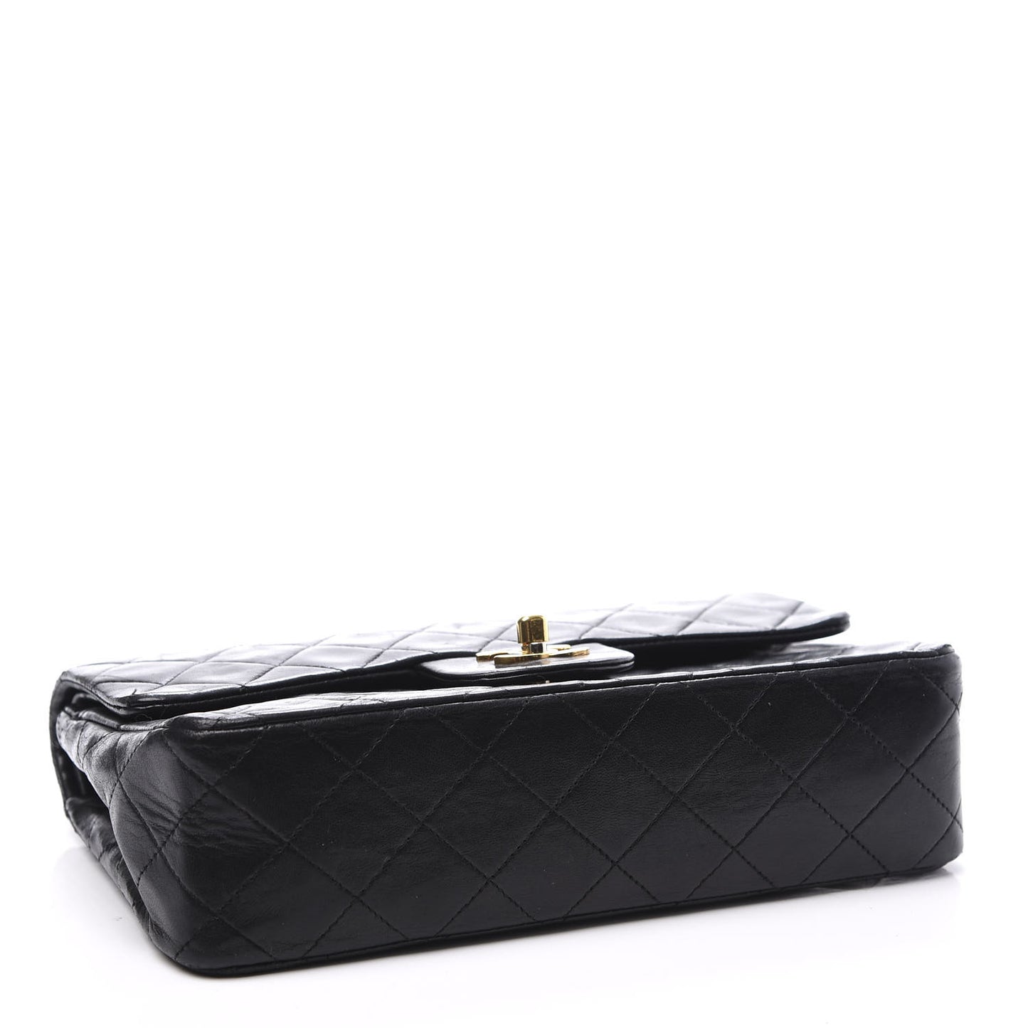 Lambskin Quilted Small Double Flap Black