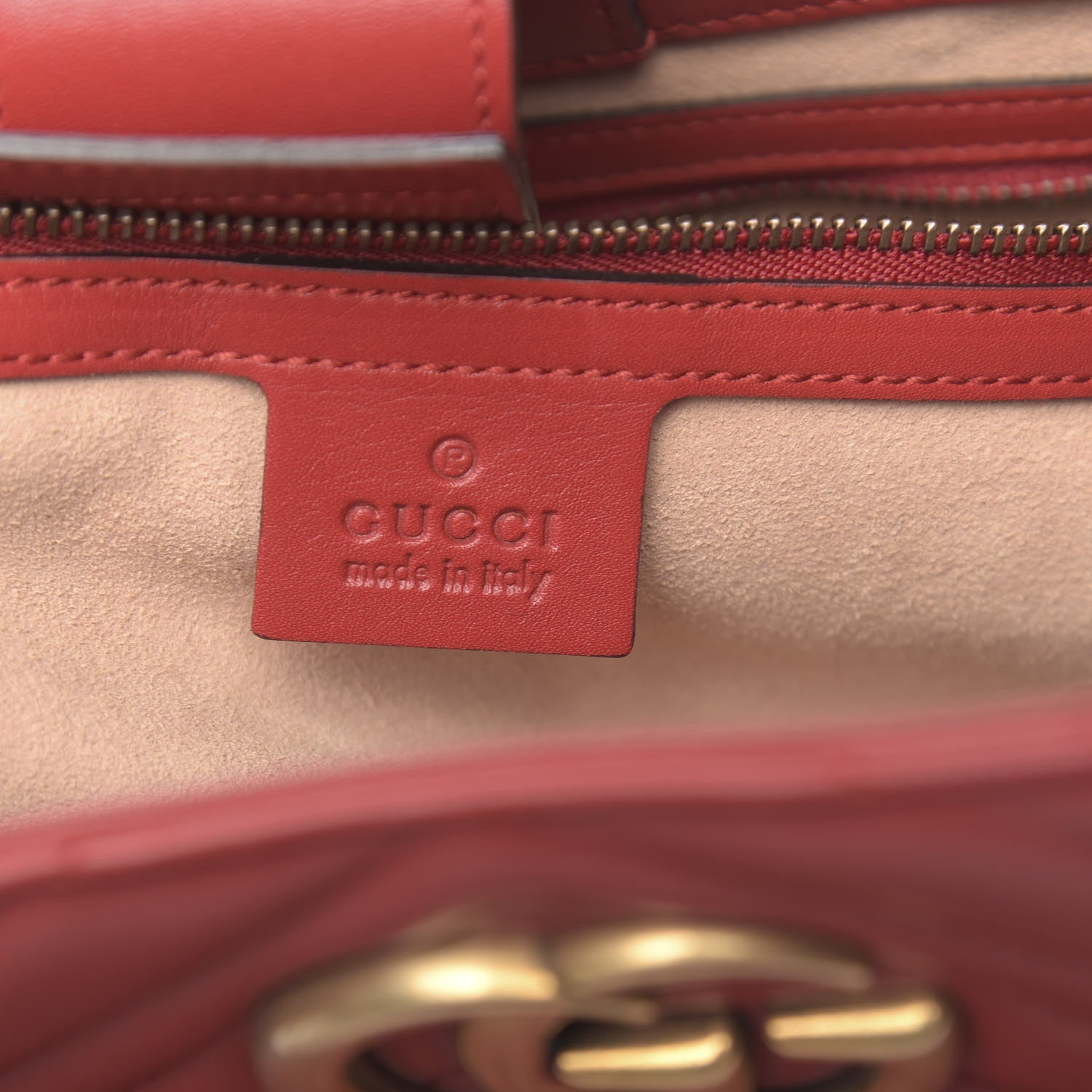 Gucci Calfskin Matelasse Medium GG Marmont Shoulder Tote Bag Hibiscus Red 6 of 10